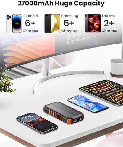 Batterie Externe Solaire 27 000 mAh